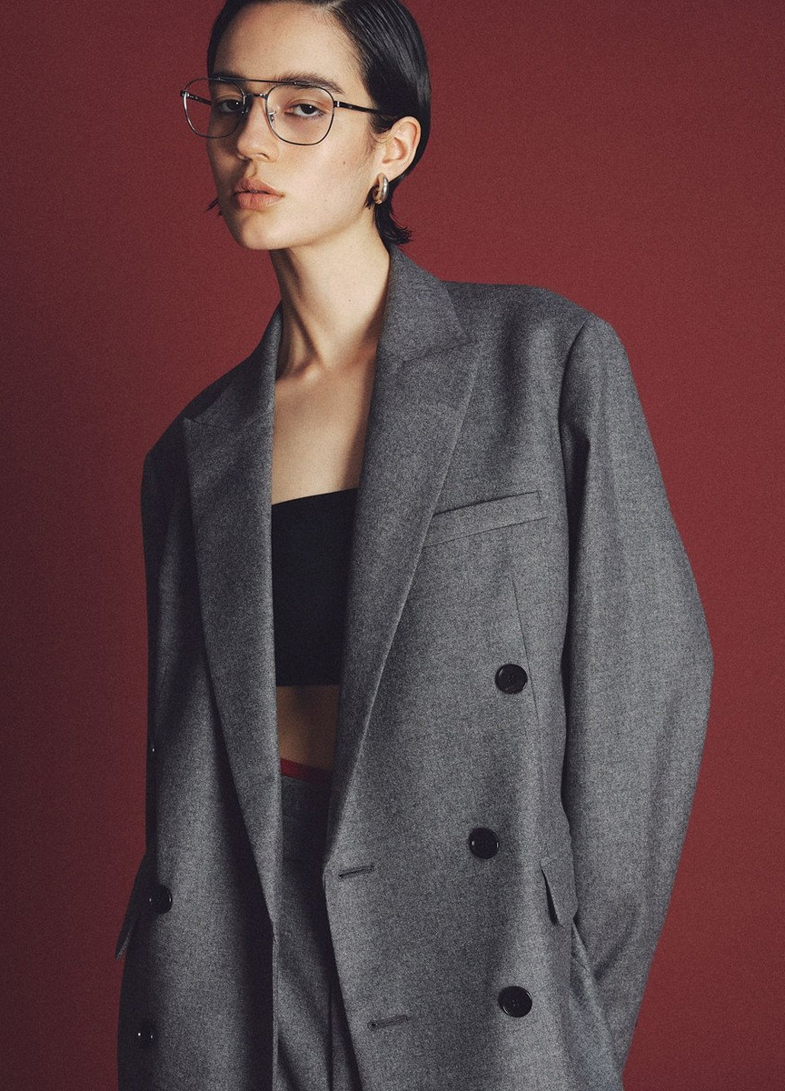 法蘭絨寬版西裝外套